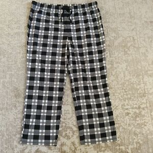 Nap Chat Plaid Cozy Pajama Bottoms 1XW Black White